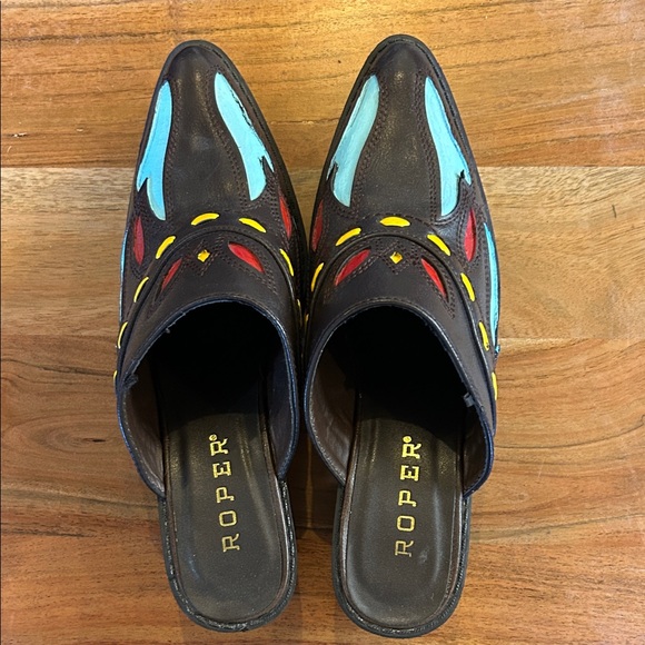 Roper Black Mules with Vibrant Accents - Picture 7 of 7